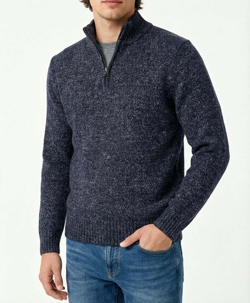 Sweater hombre cierre medio lanoso