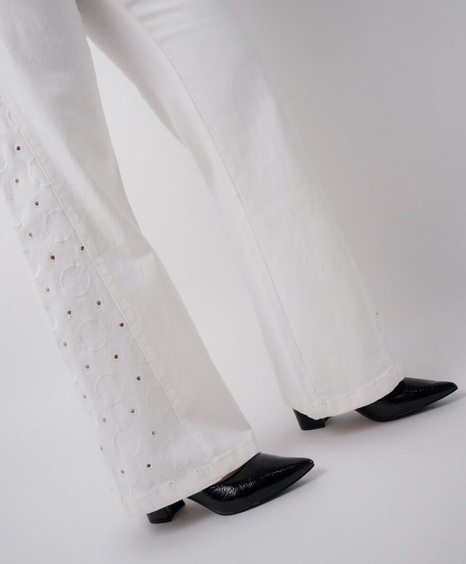 Jeans mujer wide leg c&iacute;rculos