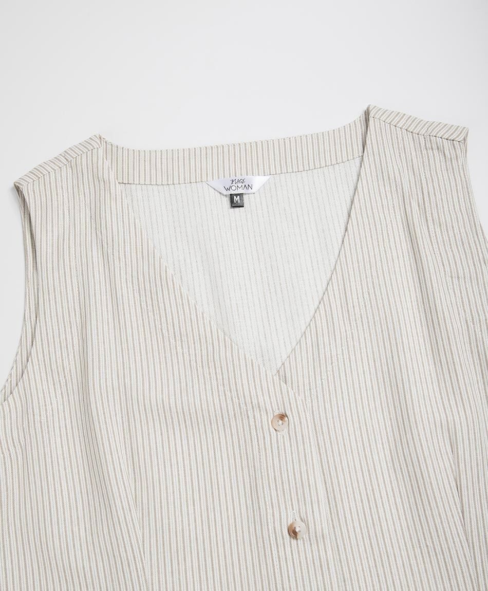 Vest mujer rayas lino
