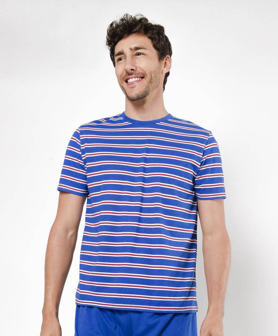 Pijama hombre l&iacute;neas tricolor 2 piezas