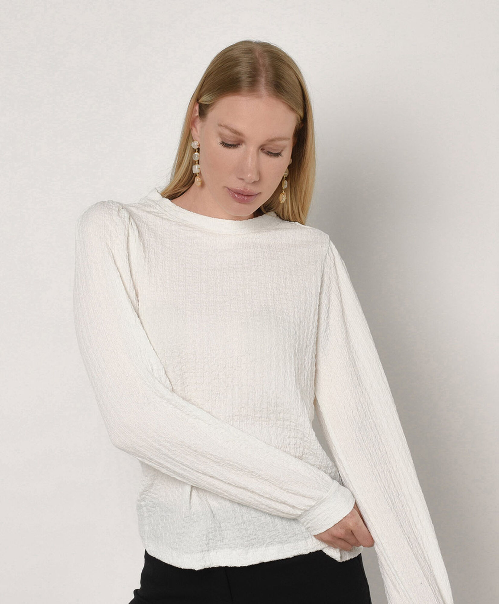 Polera mujer textura puño Polera mujer textura puño