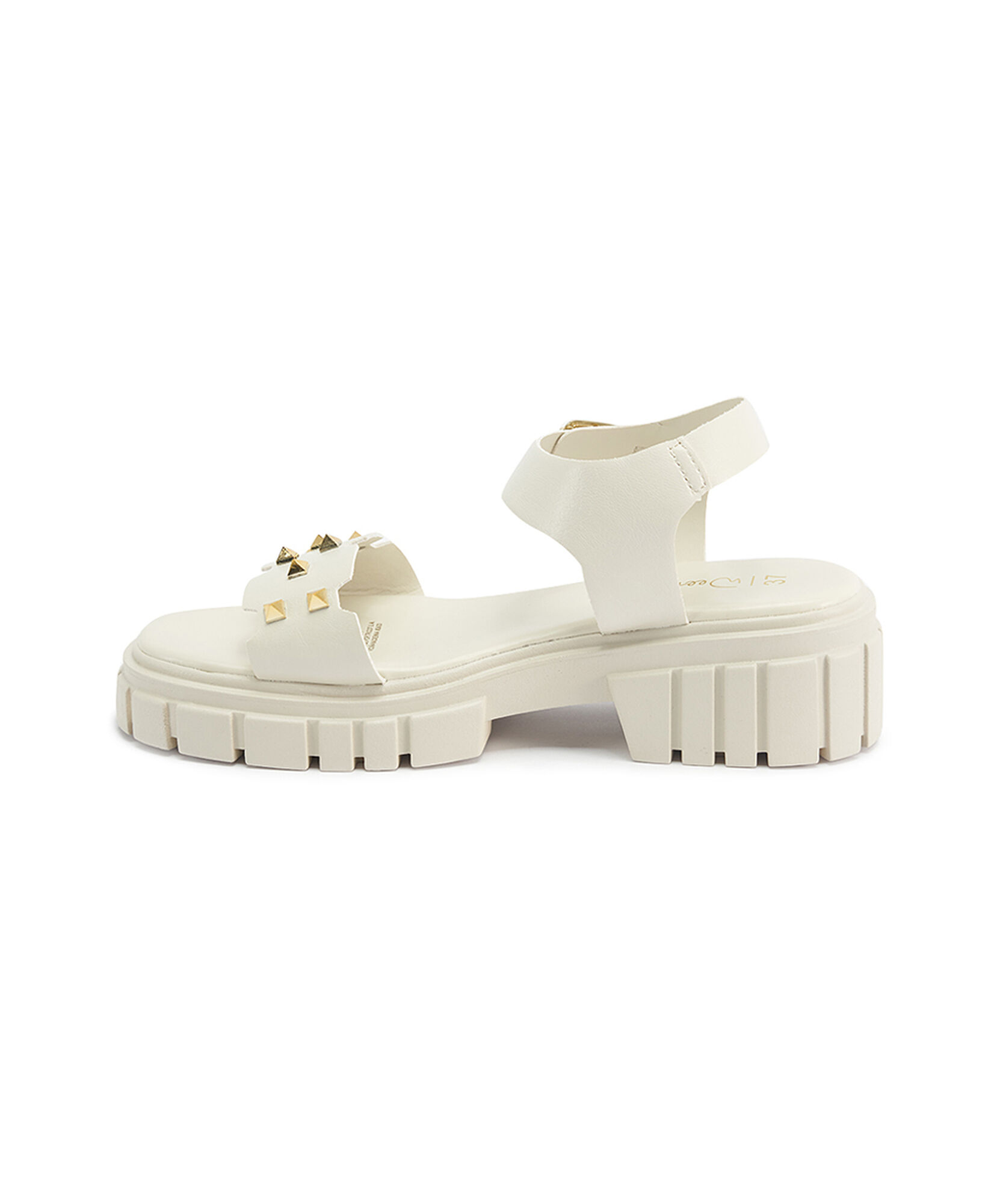 Sandalia mujer blanca tachas doradas Sandalia mujer blanca tachas doradas