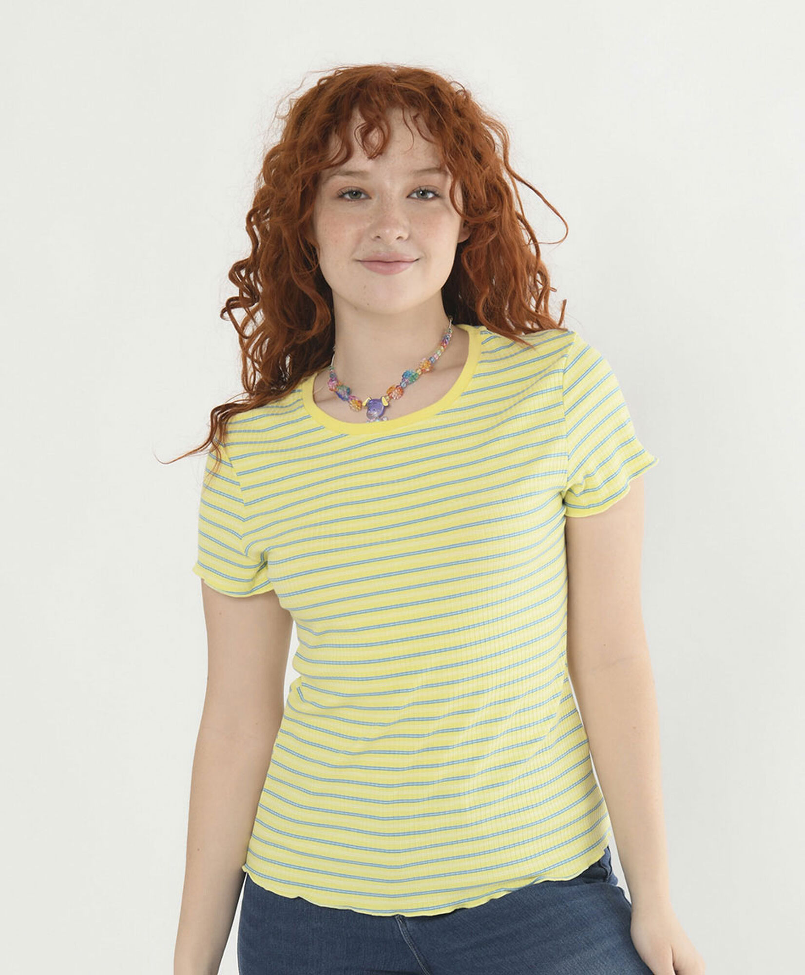 Polera mujer amarilla líneas Polera mujer amarilla líneas