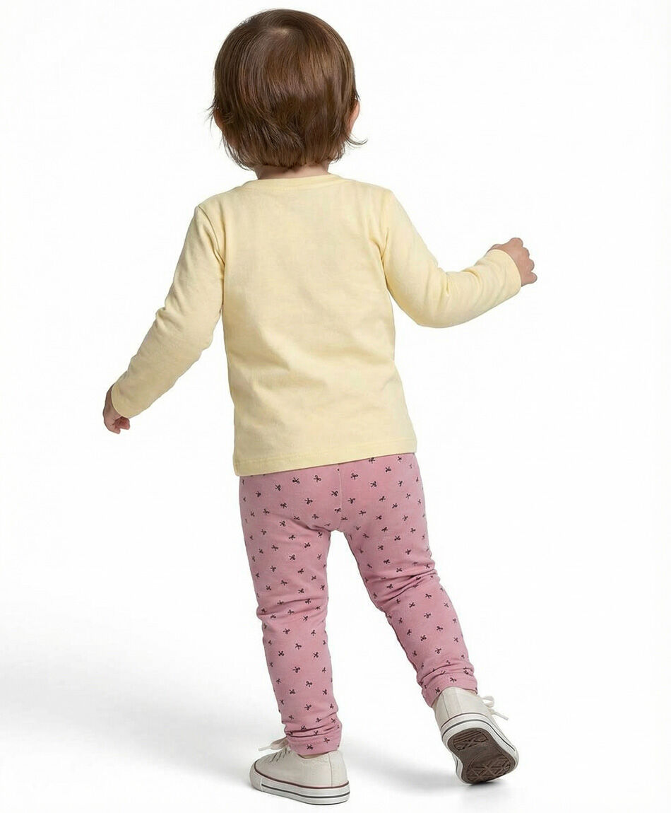 Leggins beb&eacute; forrada lisa rosado