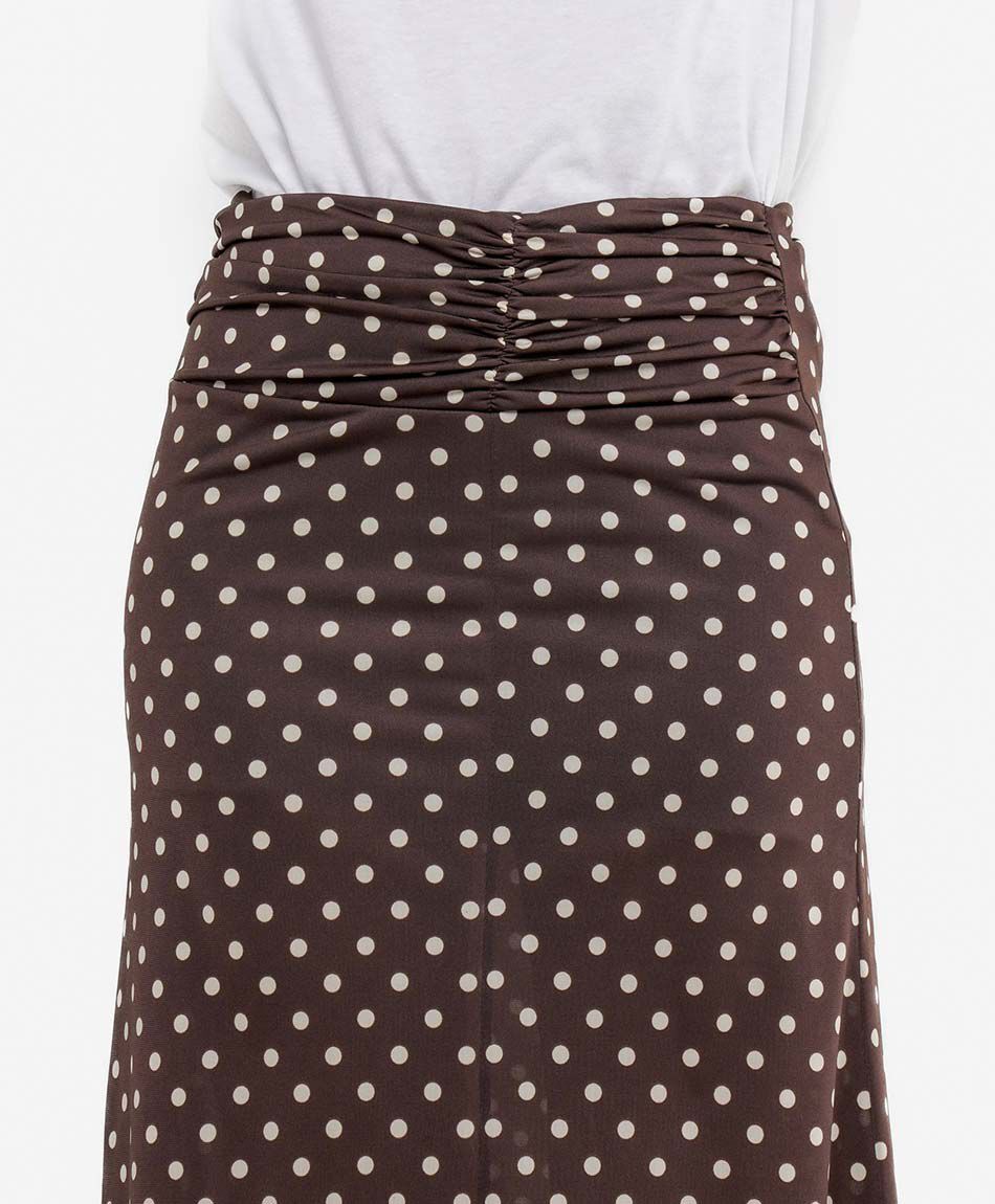 Falda mujer dise&ntilde;o lunares brown