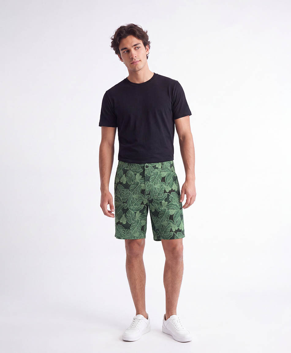 Bermuda hombre surf hojas