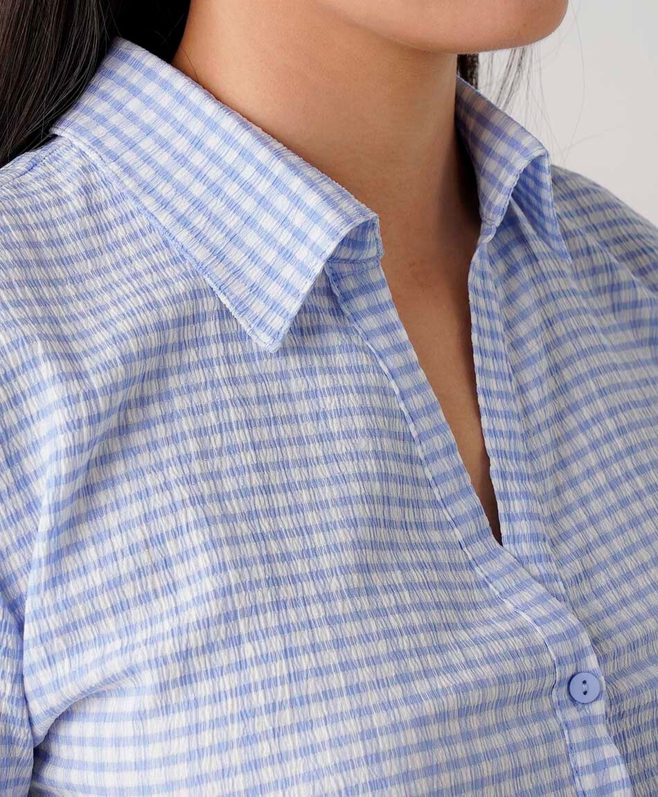 Blusa mujer cuadros lazo