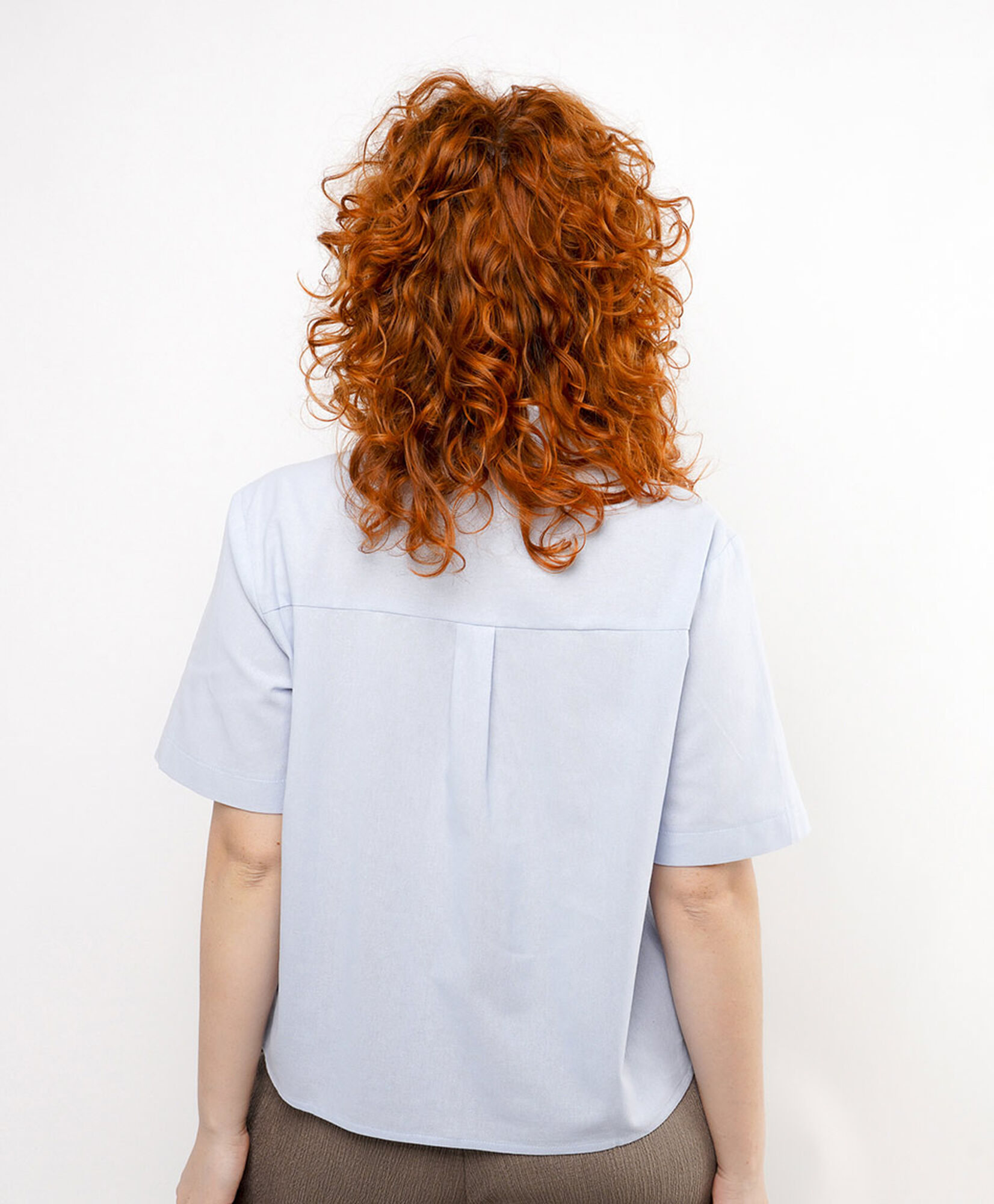 Blusa mujer lisa celeste lino Blusa mujer lisa celeste lino