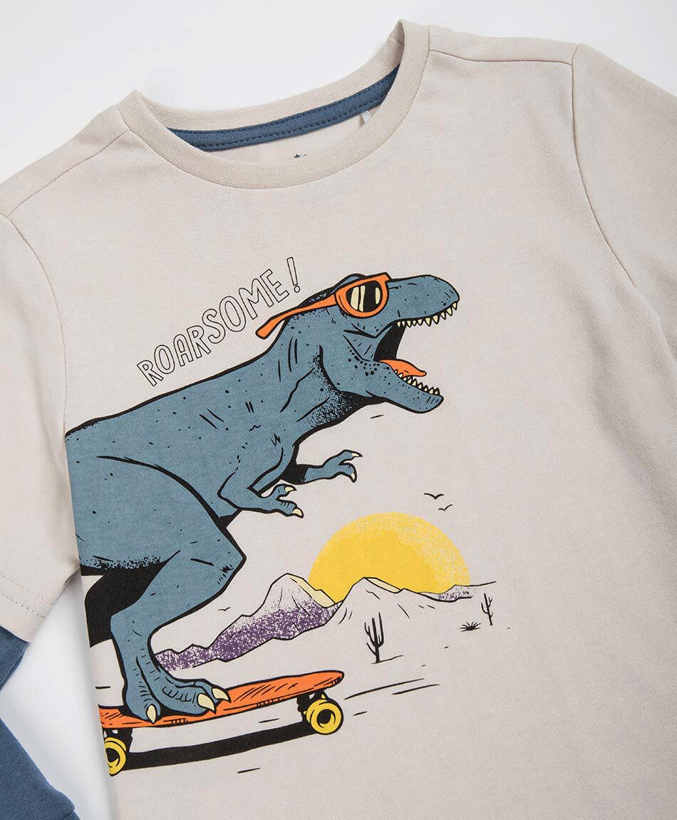 Polera beb&eacute; estampado dinocool
