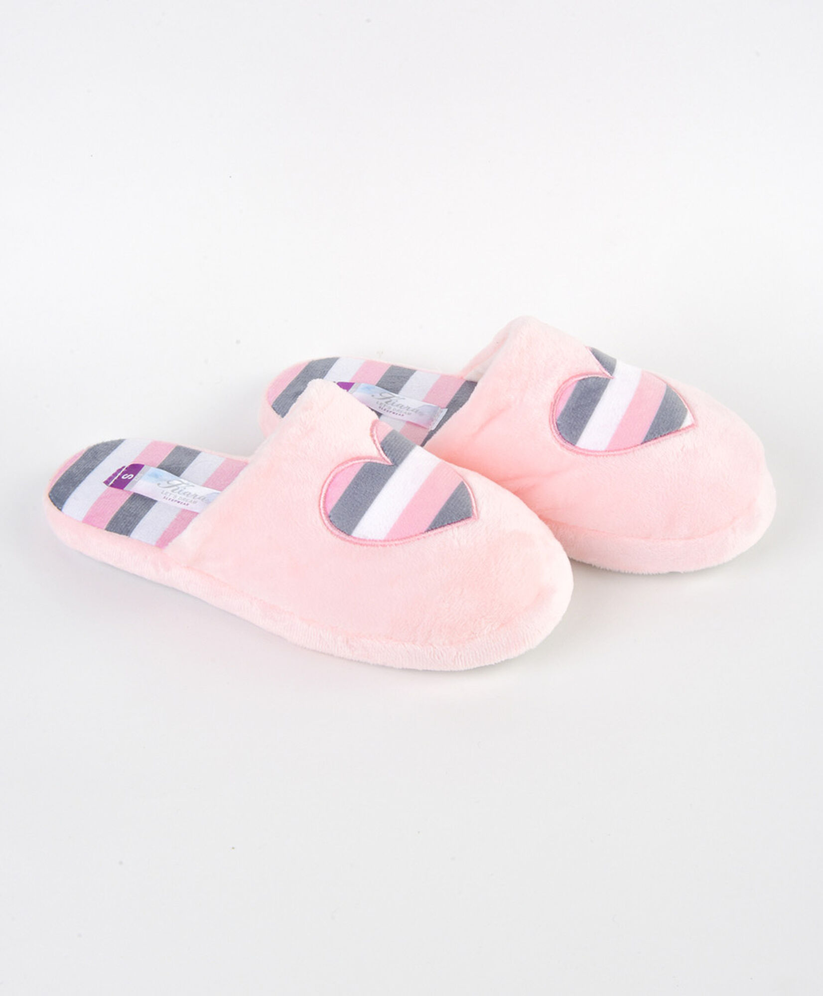 Pantufla mujer corazón rayado Pantufla mujer corazón rayado