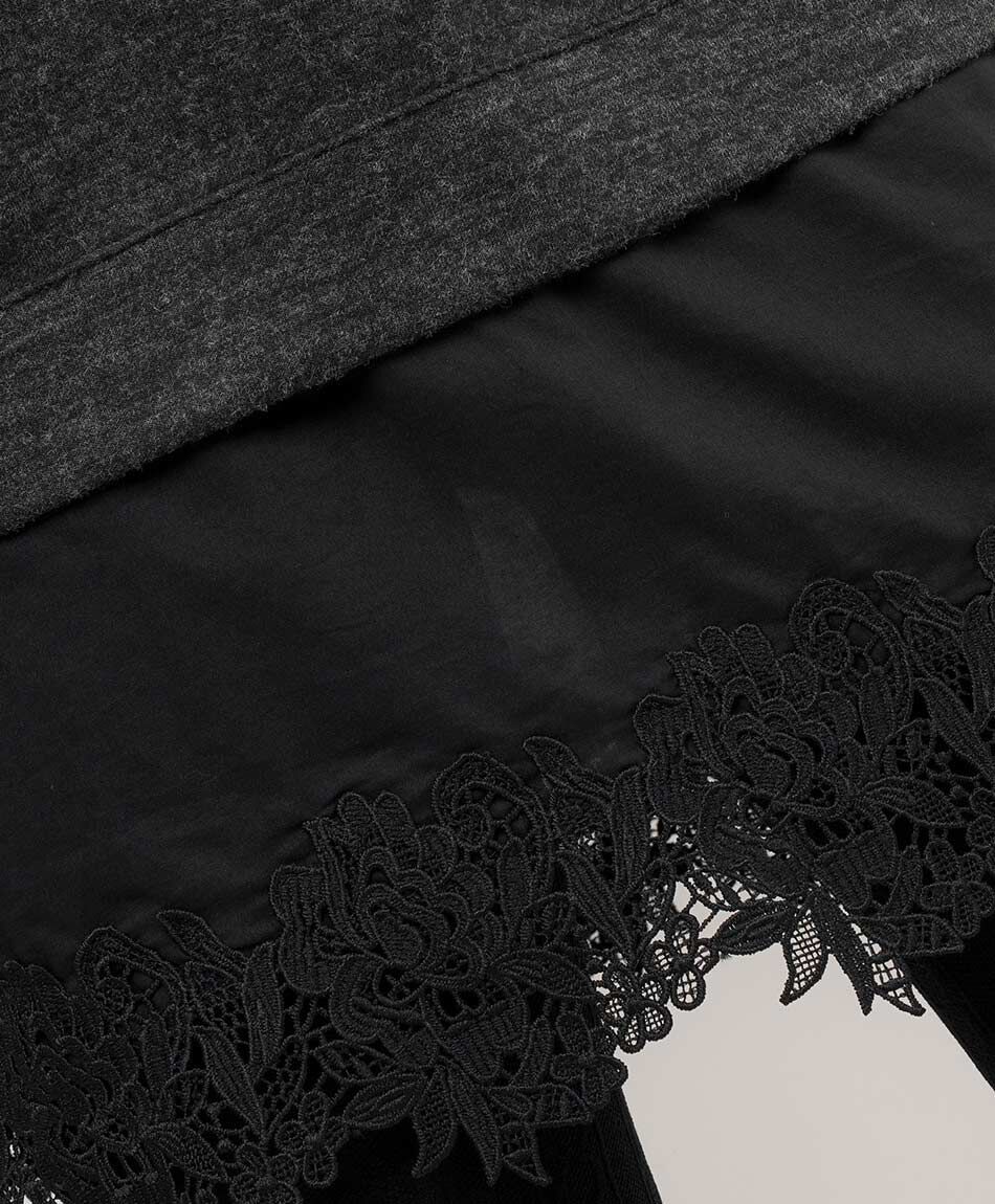 Polera mujer basta encaje larga black