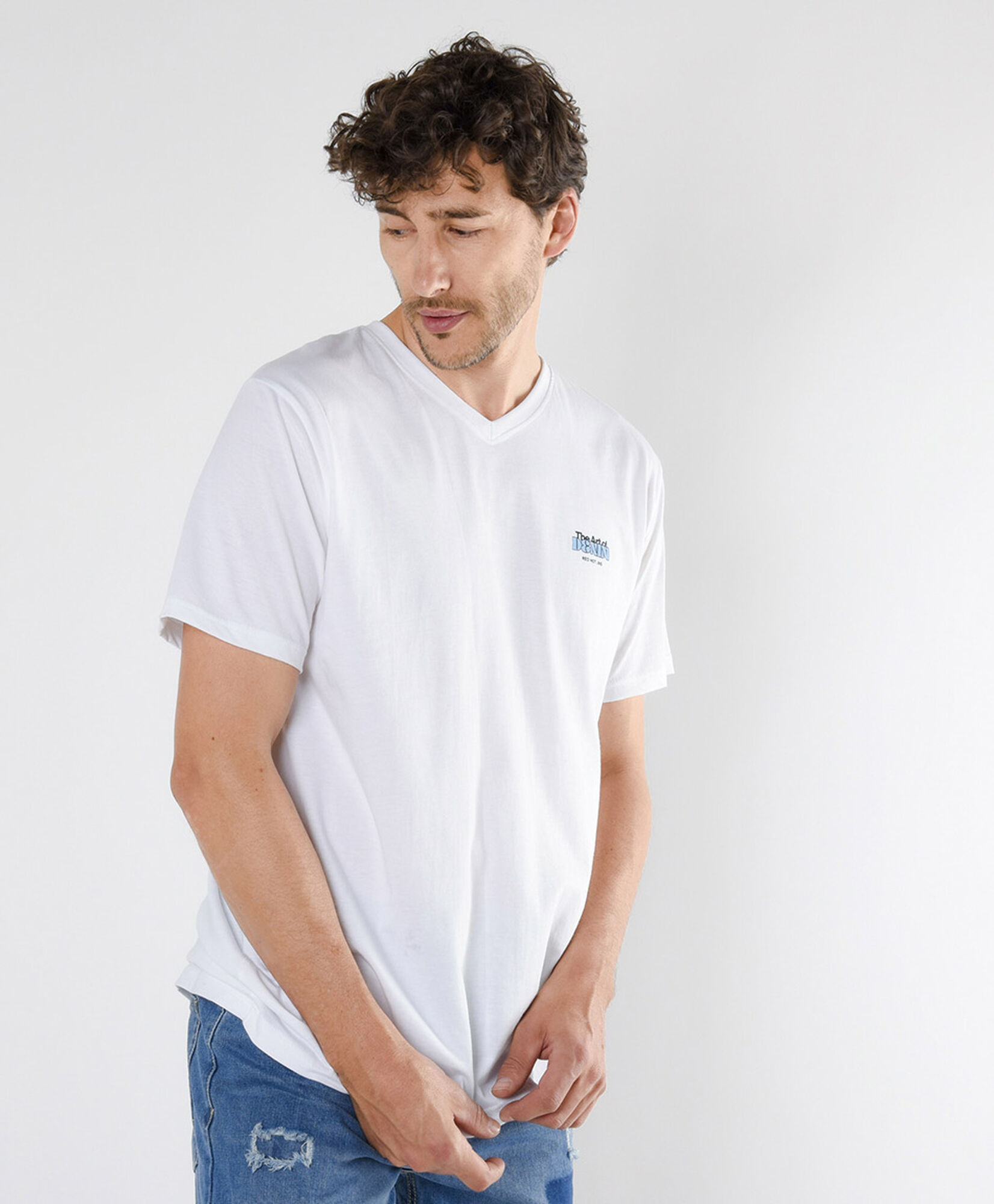 Polera hombre doble estampado denim Polera hombre doble estampado denim
