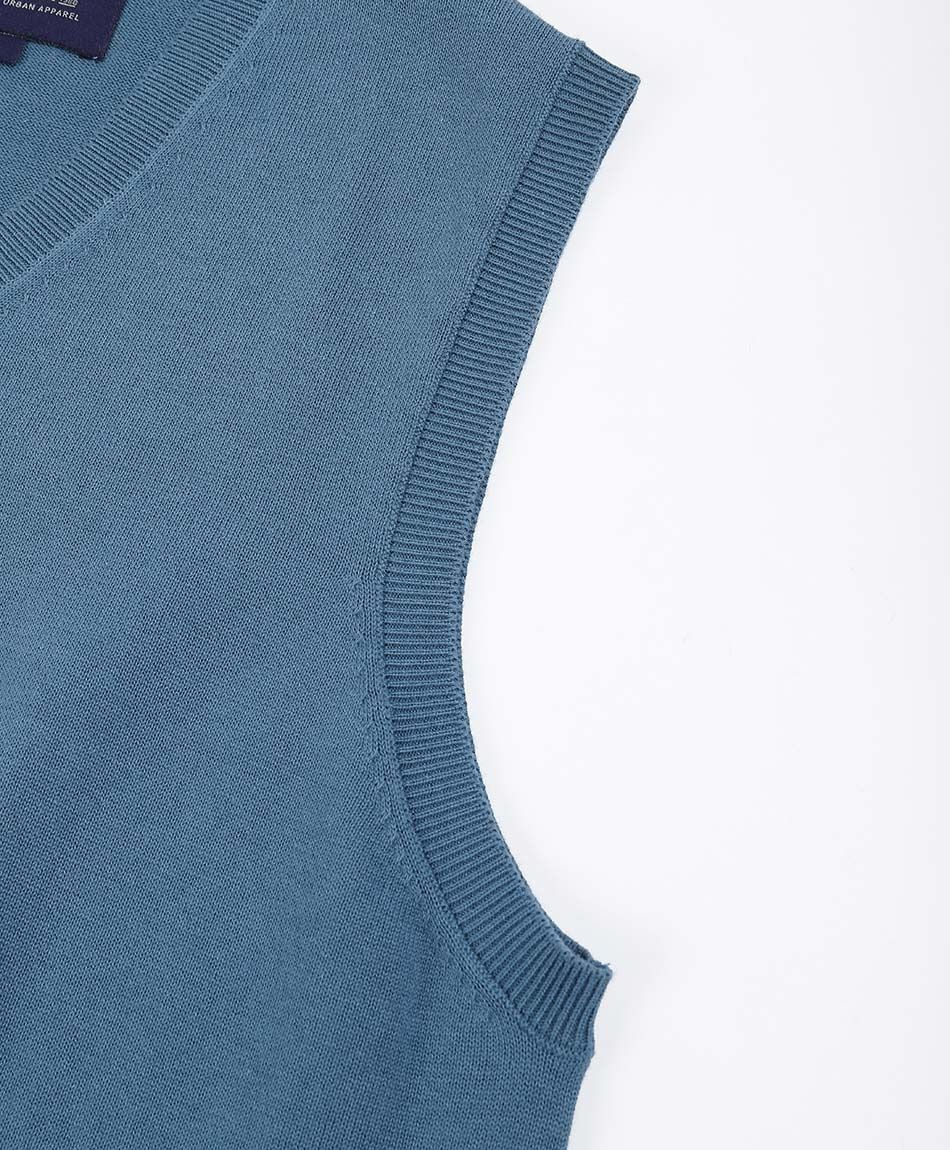 Sweater hombre  sin mangas cuello v azul