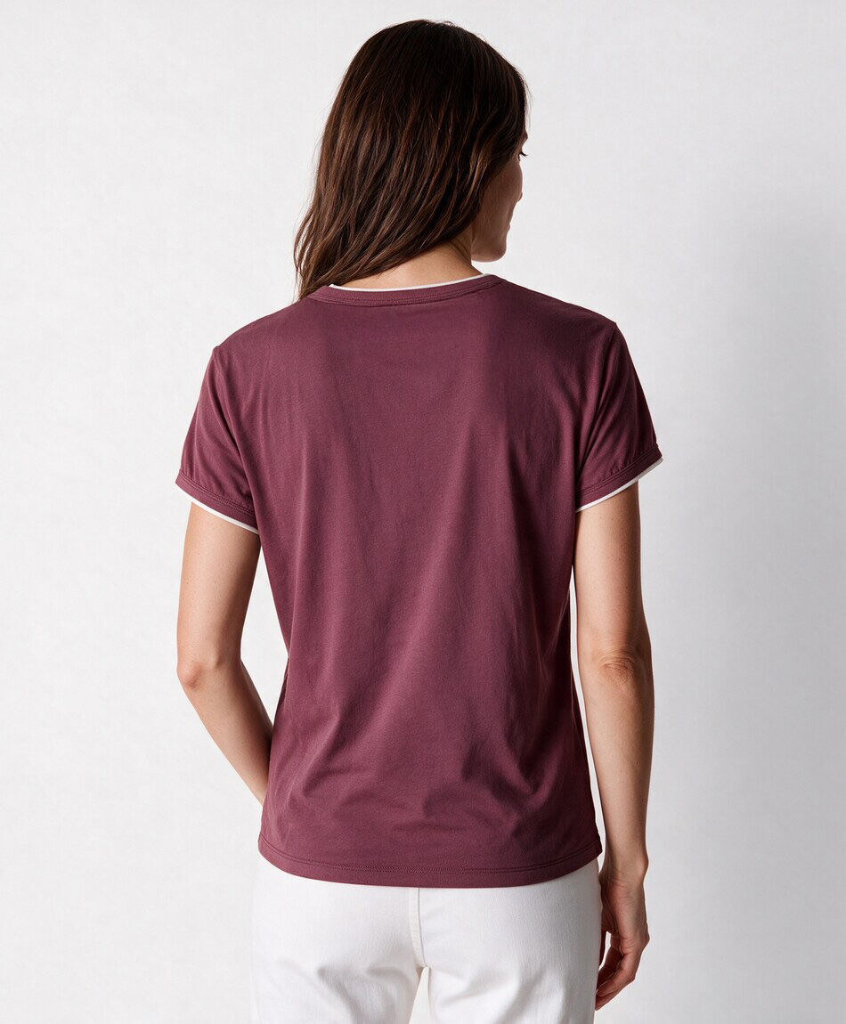 Polera mujer doble contraste