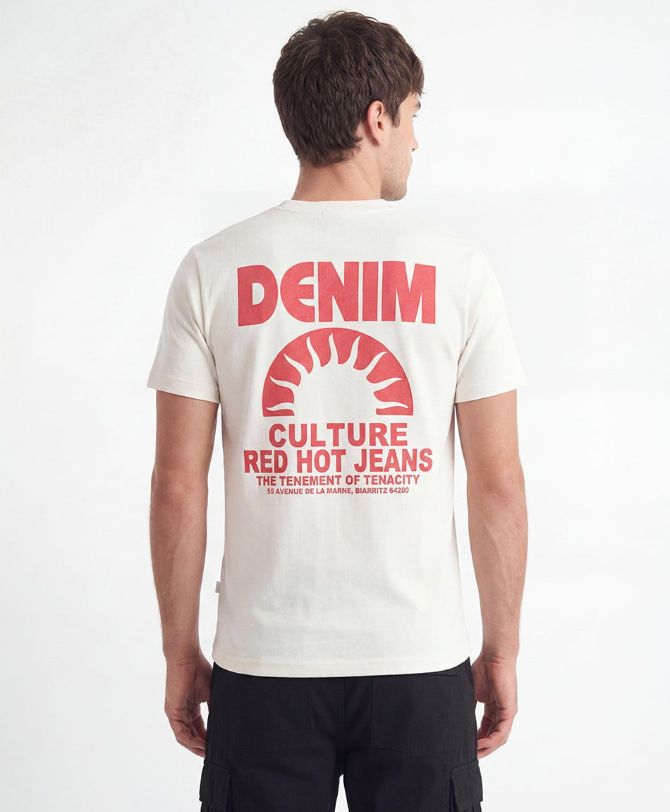 Polera hombre doble estampado denim sun
