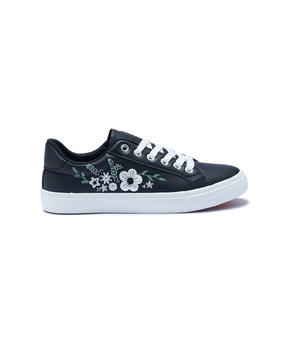 Zapatilla mujer flores bordadas