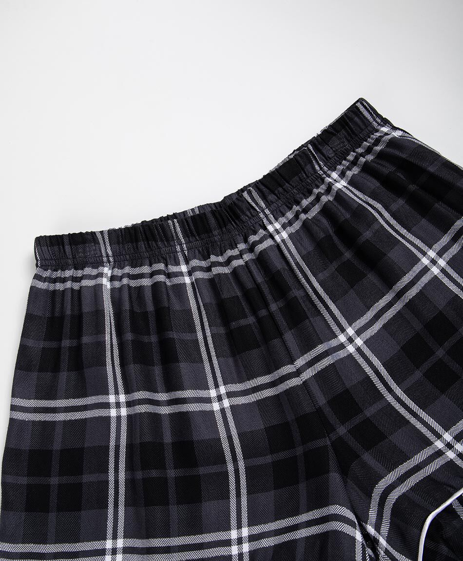 Pijama mujer camisero short escoc&eacute;s lurex