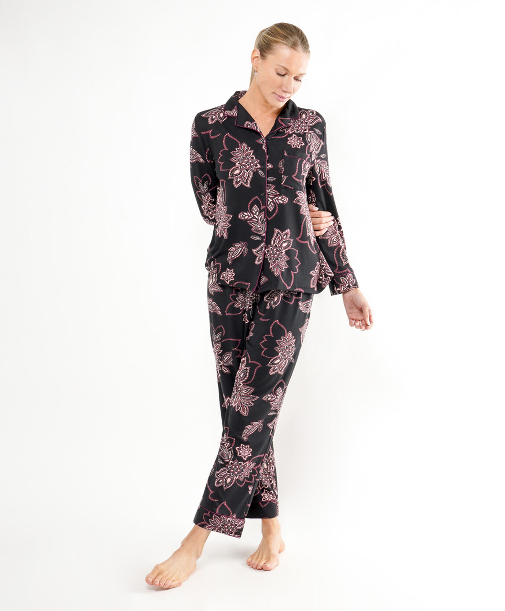 Pijama mujer camisero flores grandes Pijama mujer camisero flores grandes