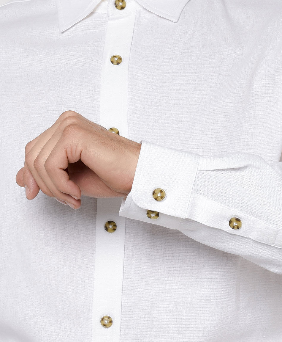 Camisa hombre lino blanca