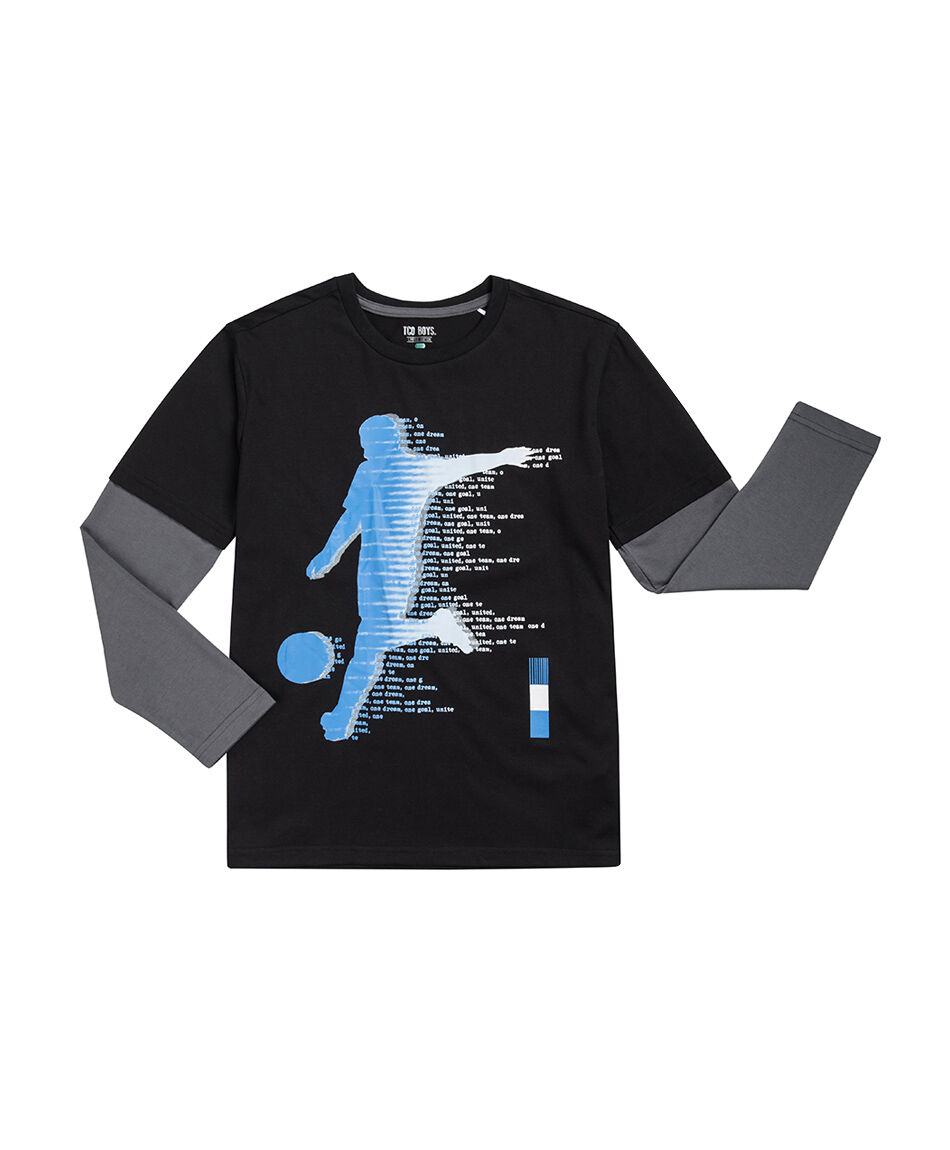 Polera ni&ntilde;o estampado futbol