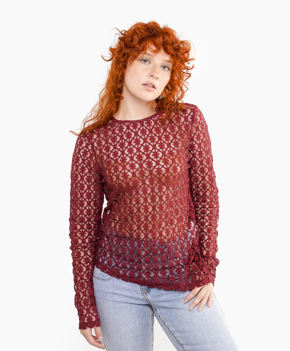 Polera mujer encajes florcitas