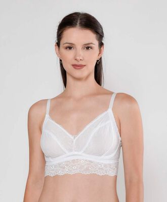 Bralette mujer encaje translúcido escote en v