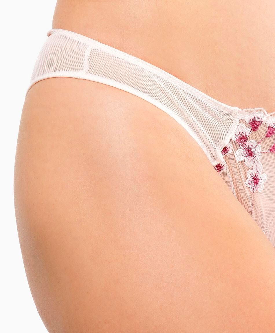 Tanga mujer flores bordadas