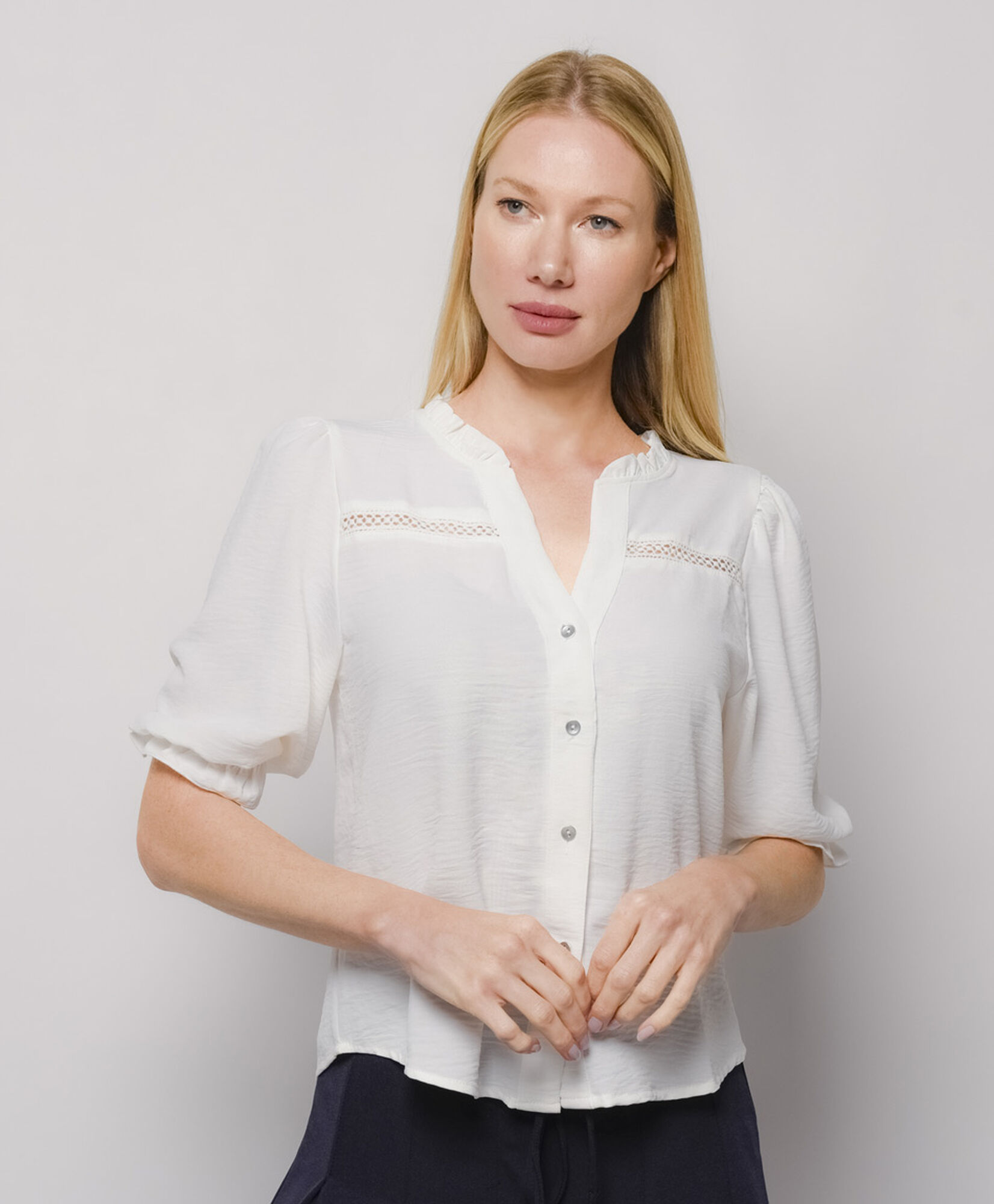 Blusa mujer botones encaje Blusa mujer botones encaje
