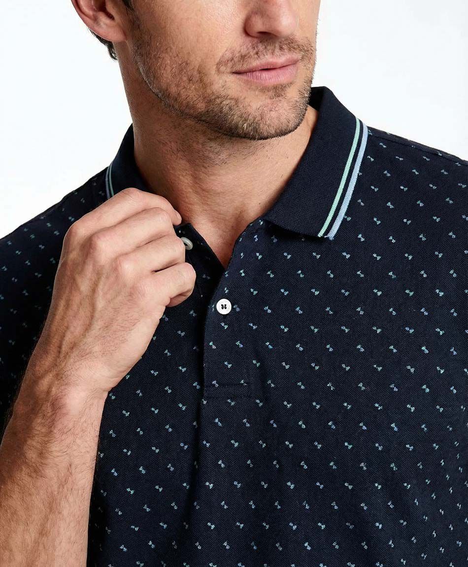 Polera hombre cuello polo linea celeste