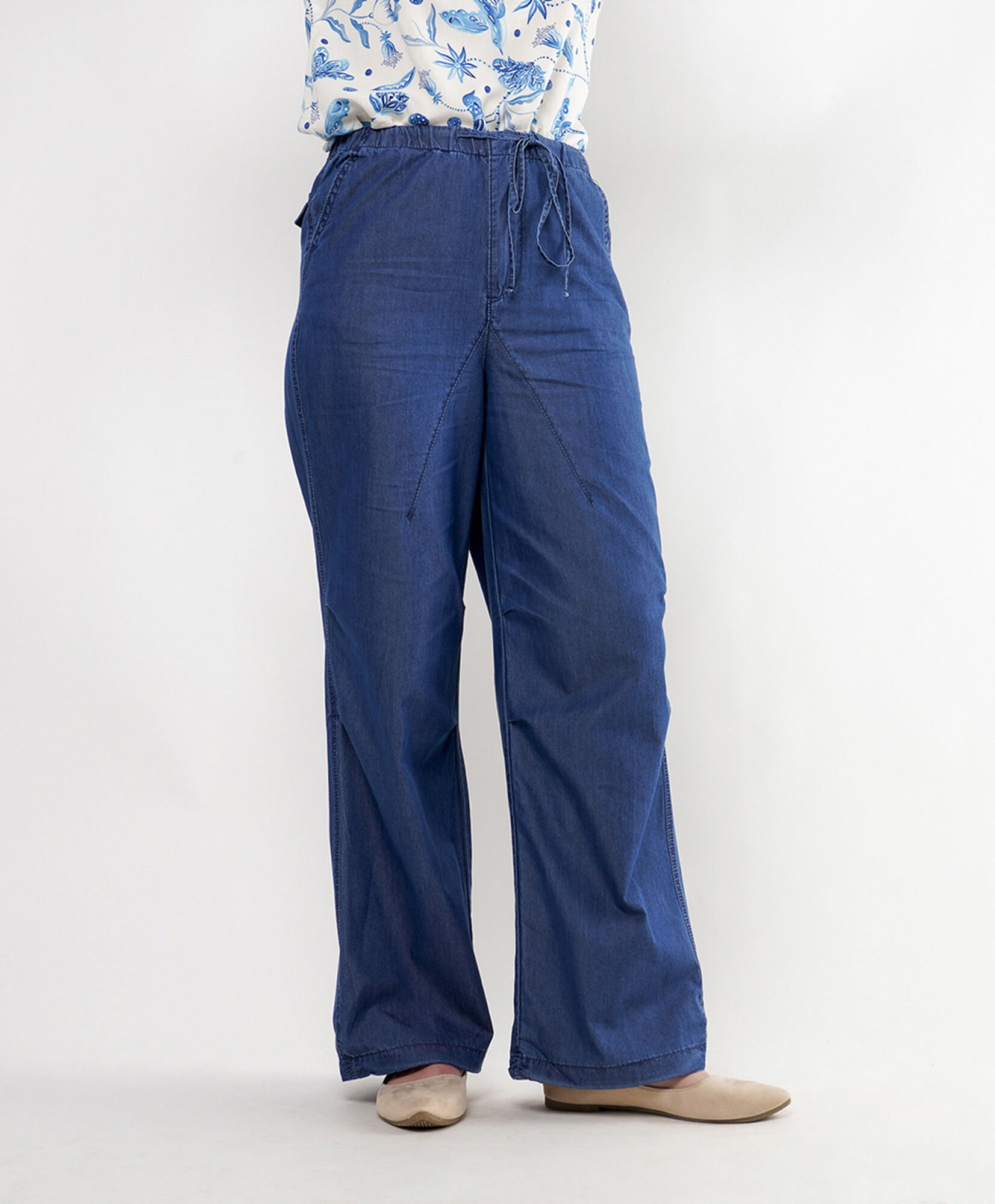 Pantalón mujer denim lazo wide Pantalón mujer denim lazo wide