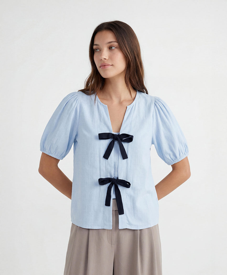 Blusa mujer doble lazo