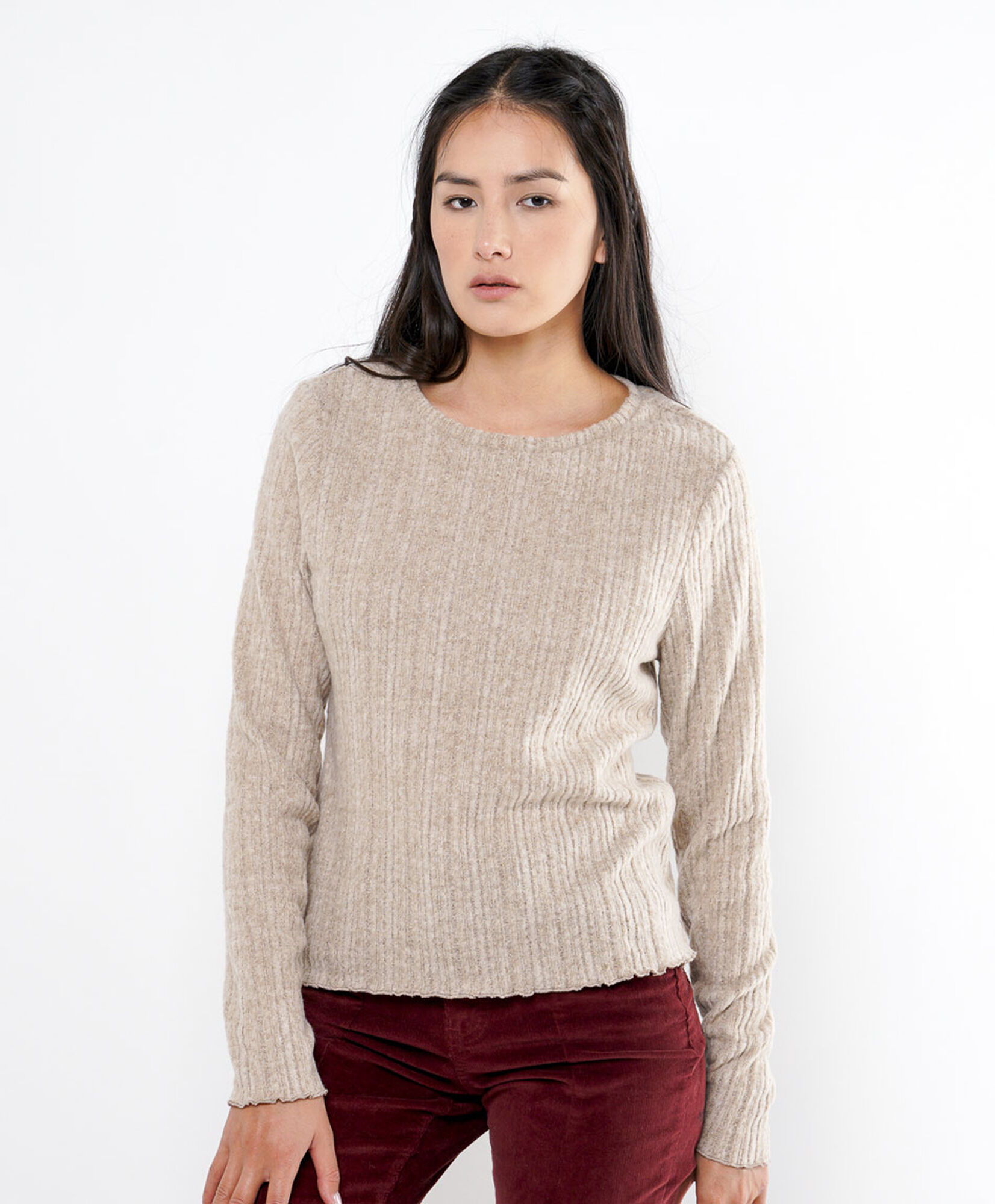 Polera mujer jacquard beige Polera mujer jacquard beige