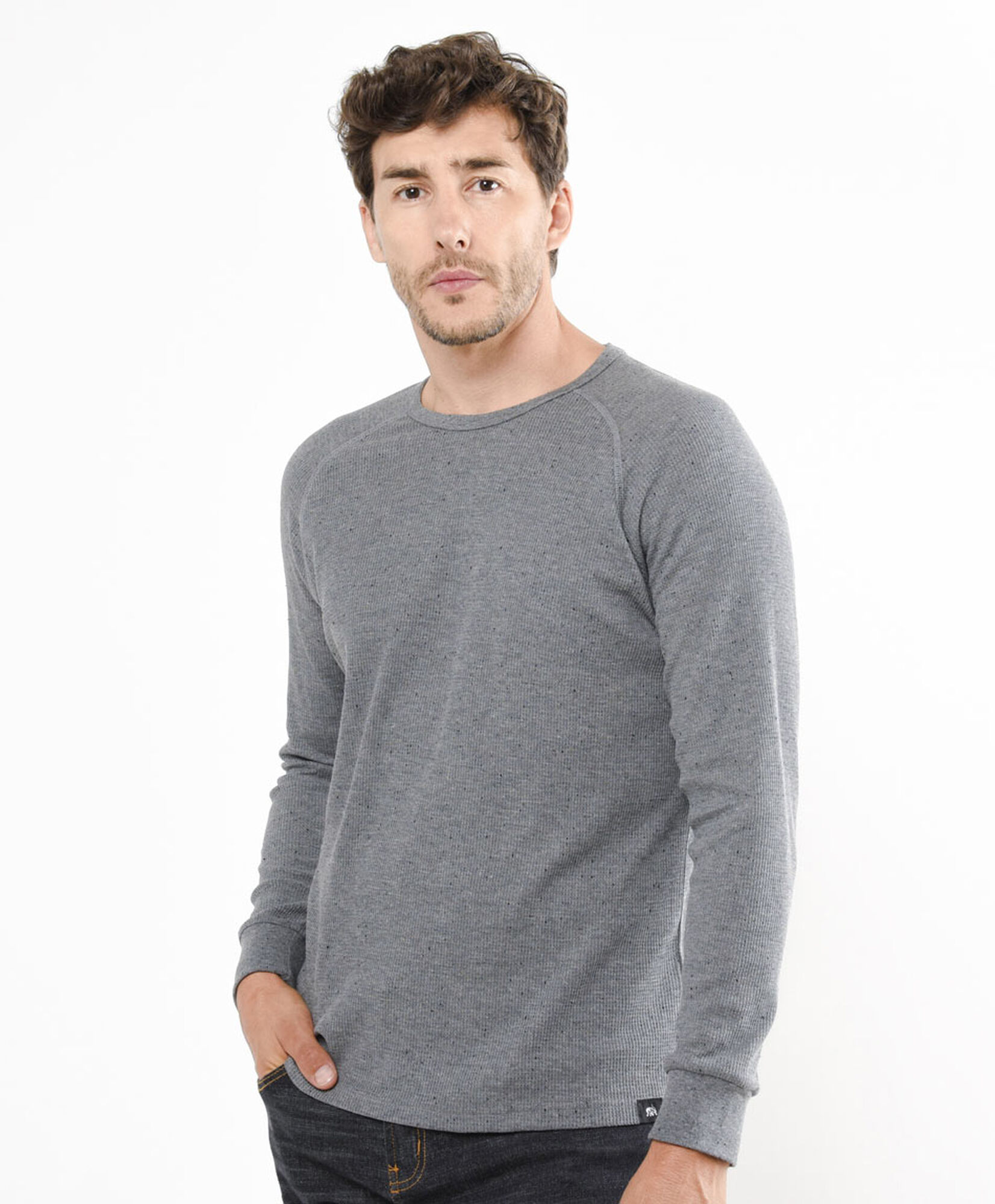 Polera hombre gris manga larga Polera hombre gris manga larga