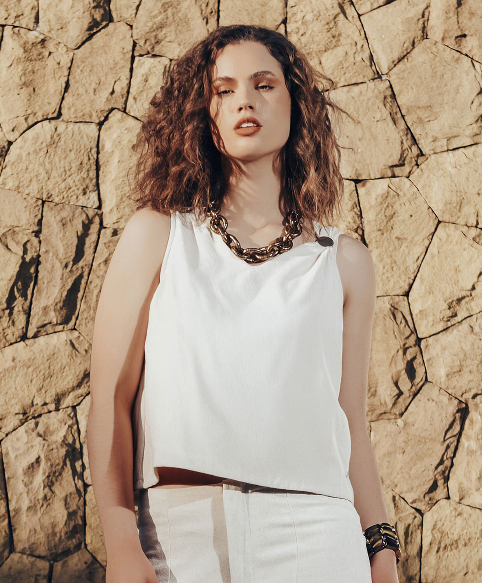 Blusa mujer lino accesorio Blusa mujer lino accesorio