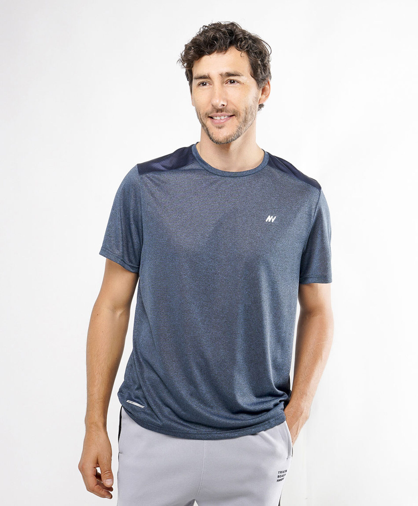 Polera deportiva hombre mix azul Polera deportiva hombre mix azul