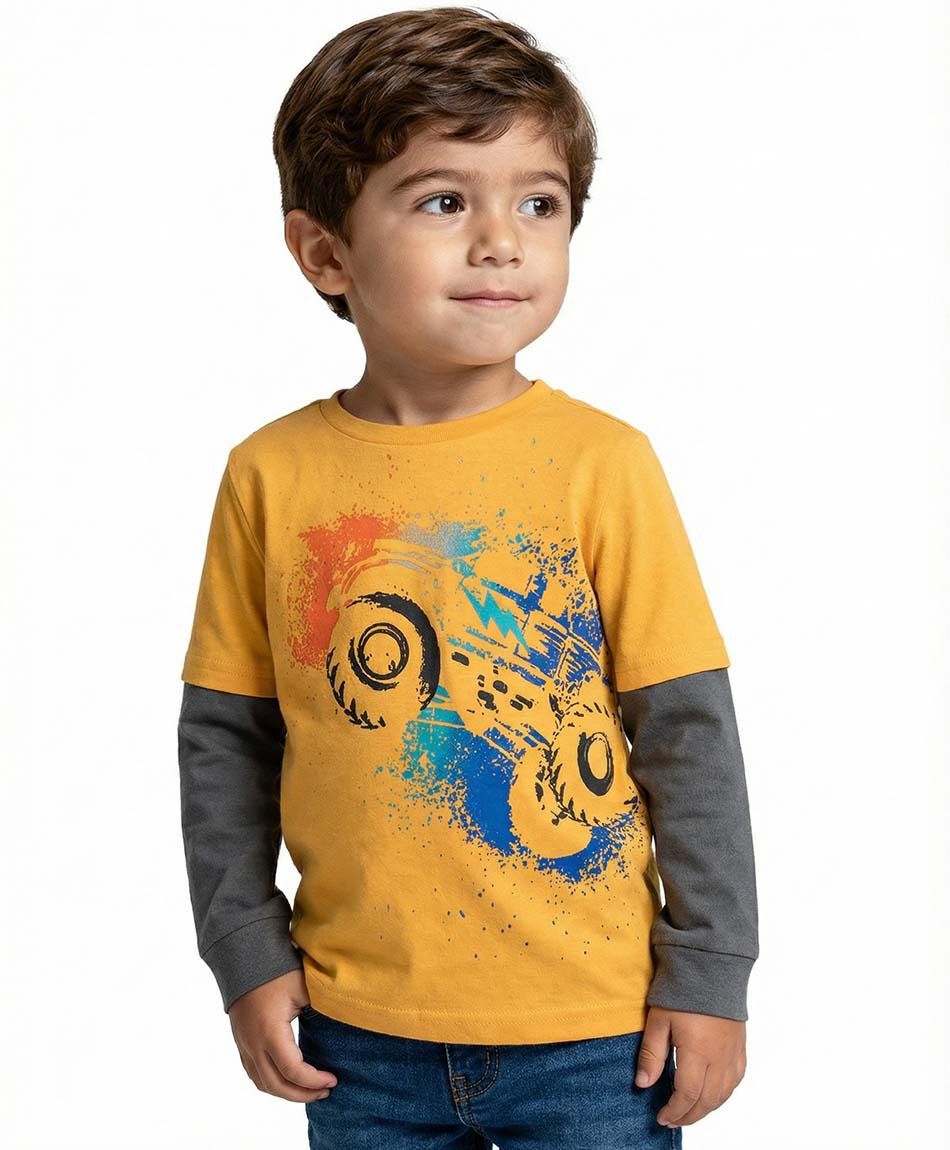 Polera beb&eacute; estampado auto