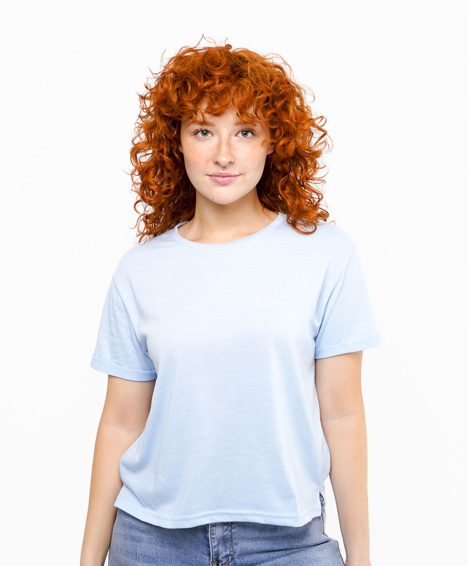 Polera mujer basic cian
