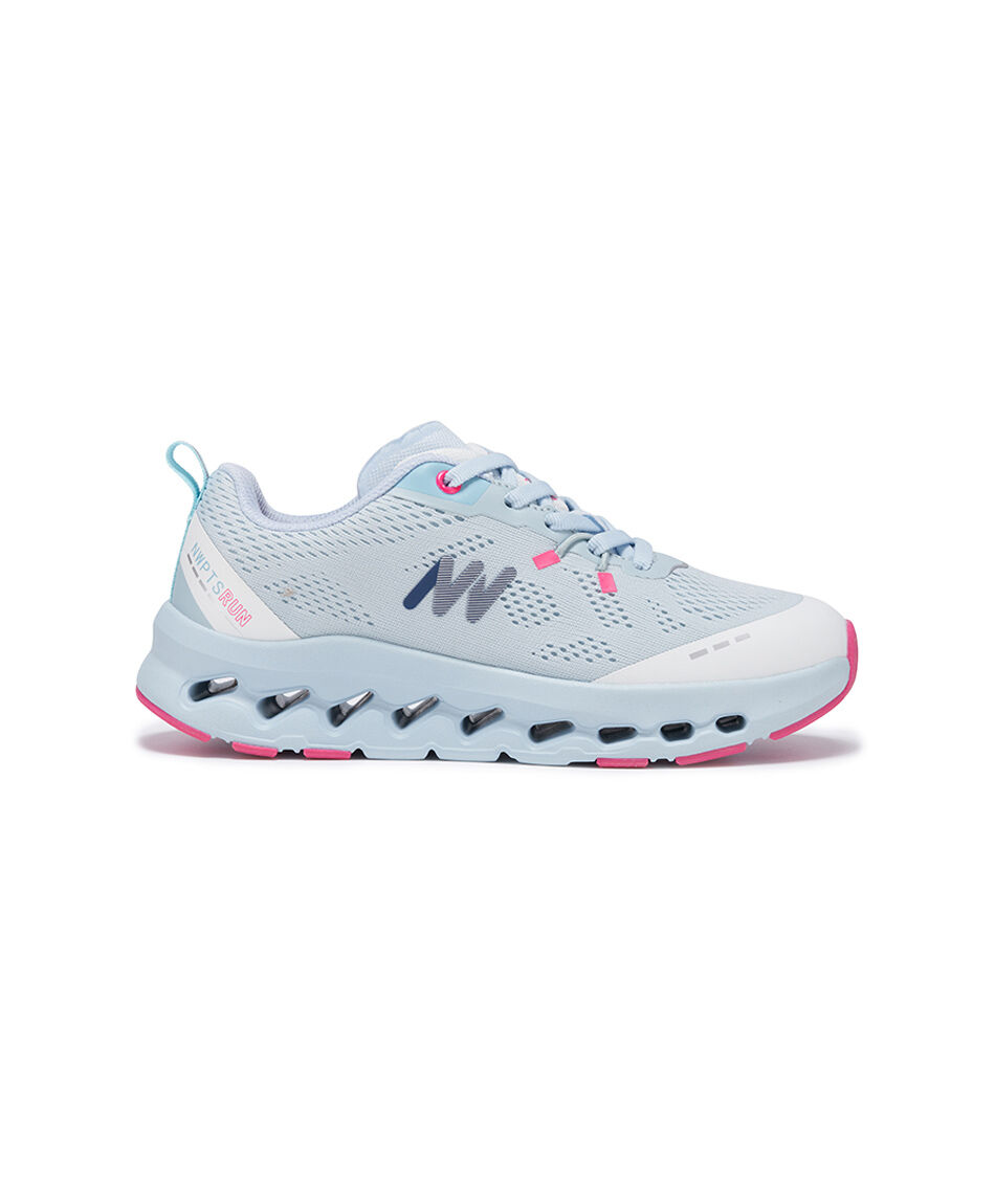 Zapatilla deportiva mujer celeste acolchada