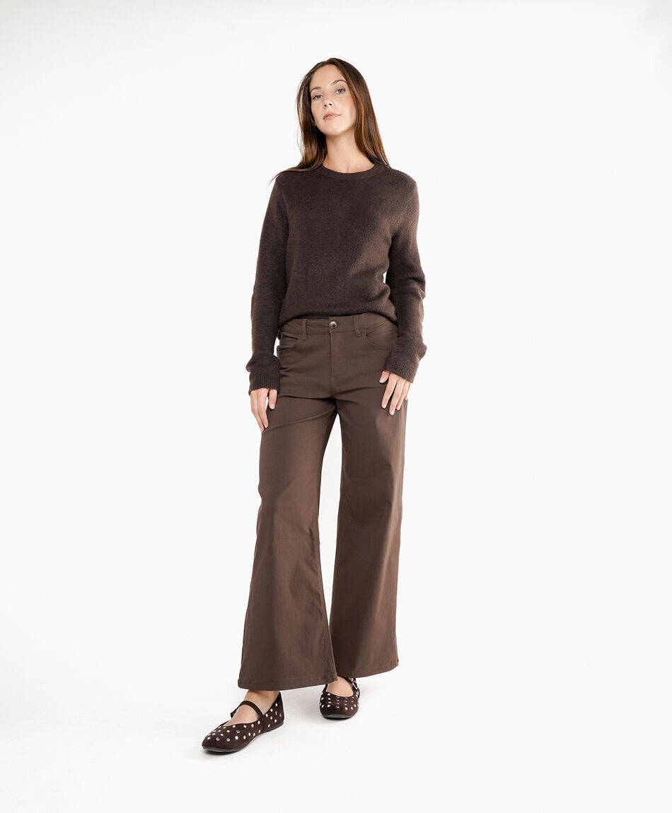 Pantal&oacute;n mujer caf&eacute; wide leg