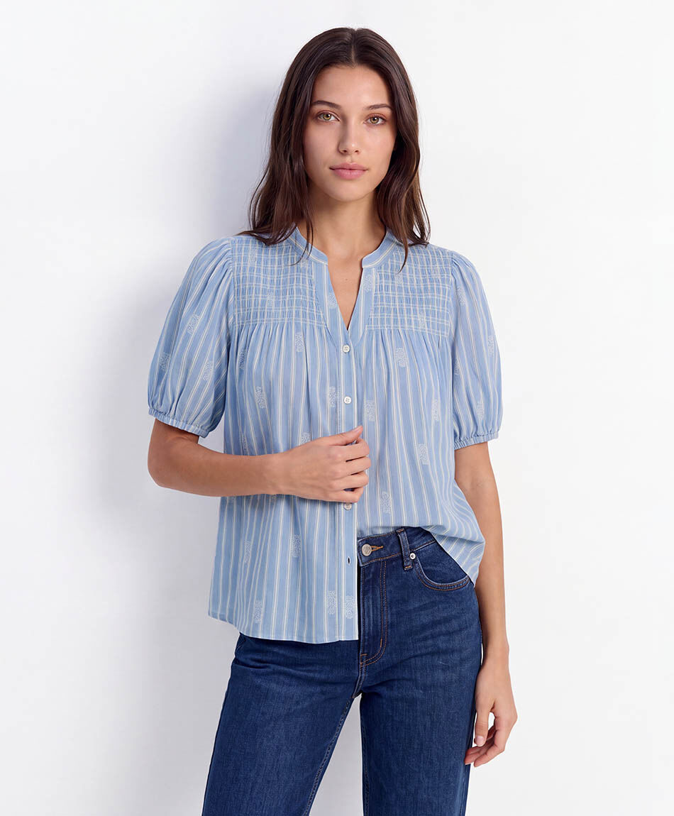 Blusa mujer rayas florcitas
