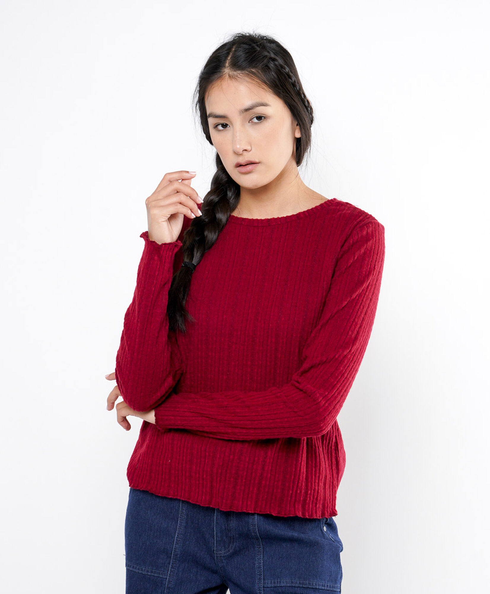 Polera mujer jacquard roja Polera mujer jacquard roja