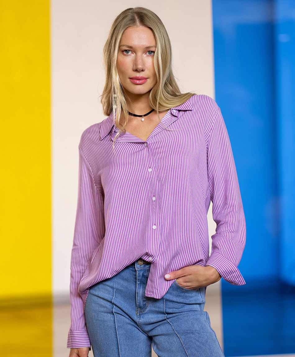 Blusa mujer líneas morada