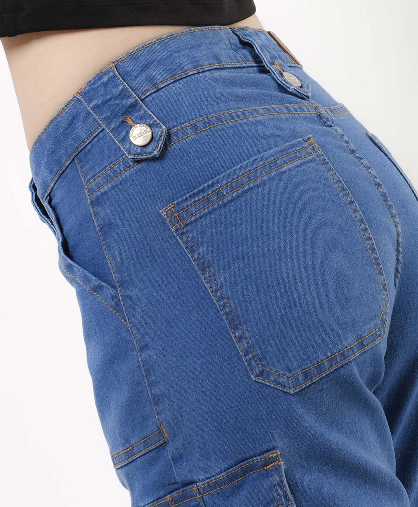 Jeans mujer cargo botones Jeans mujer cargo botones