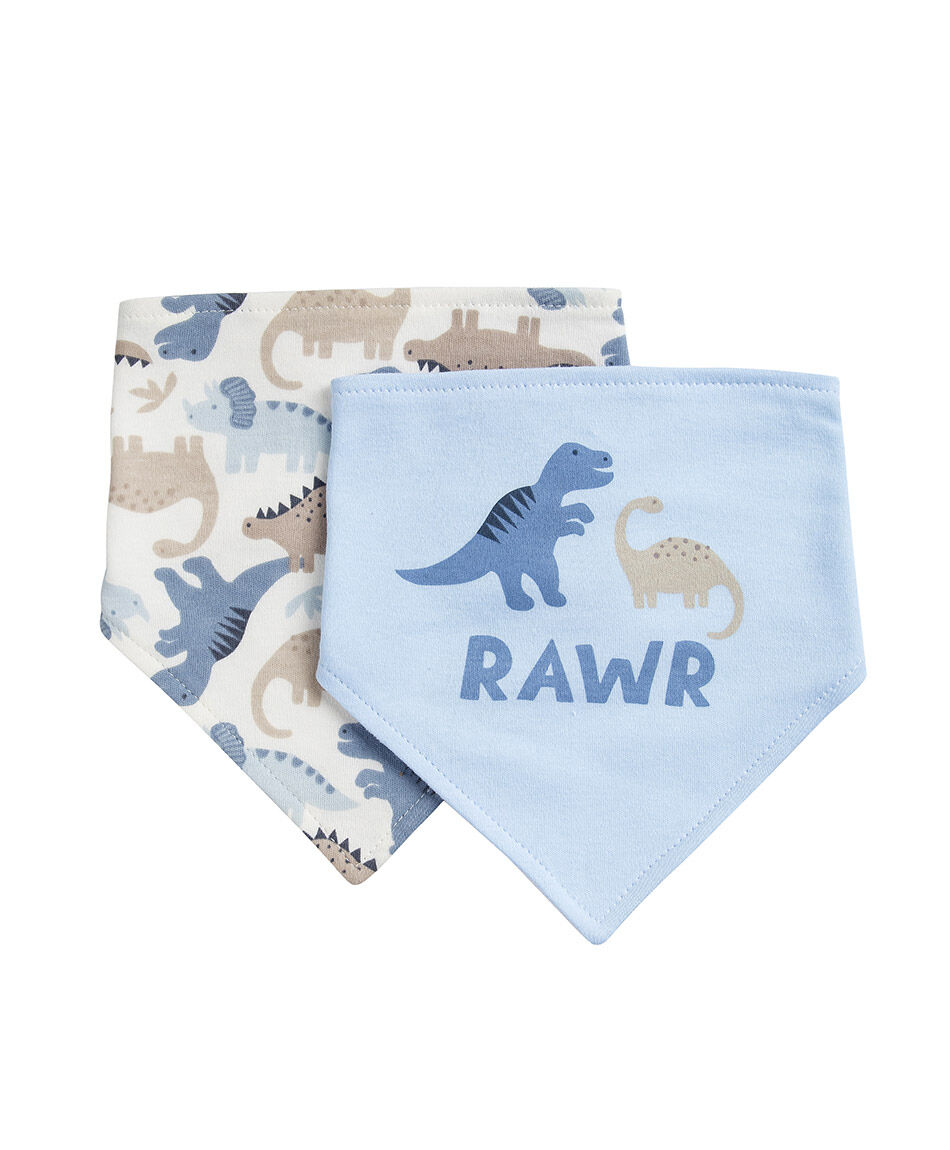 Pack 2 baberos beb&eacute; bandana dinosaurios