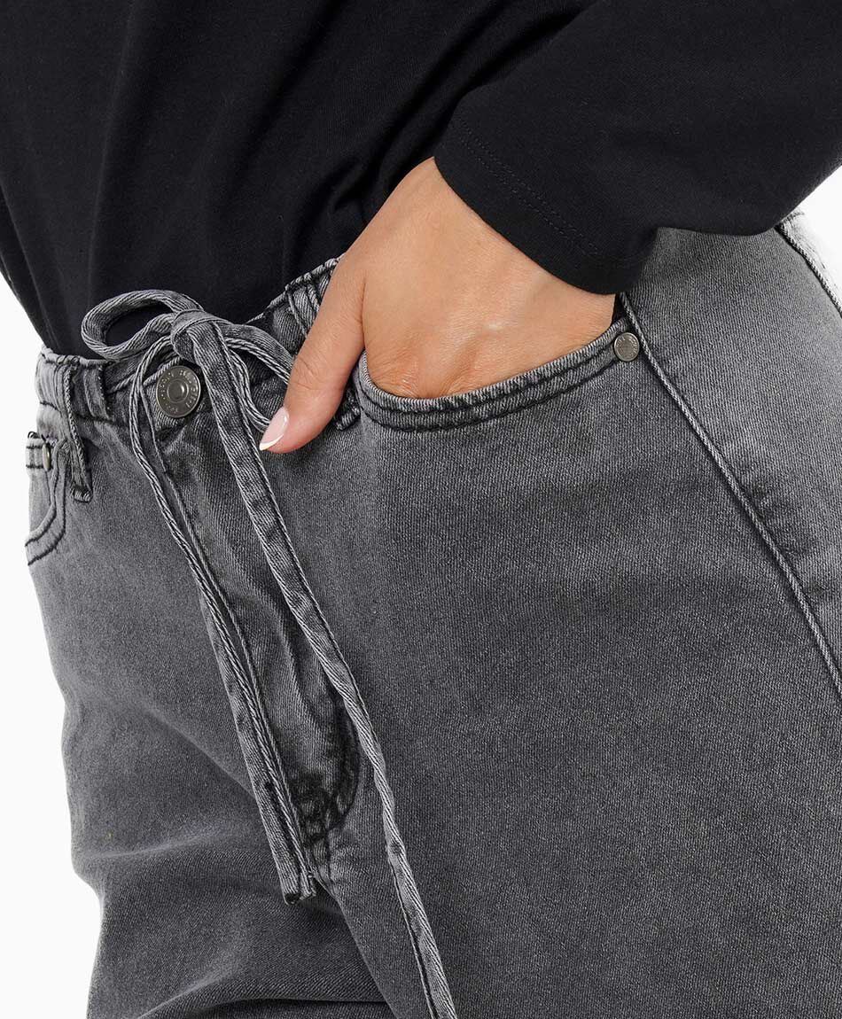 Jeans mujer comfy lazo grey