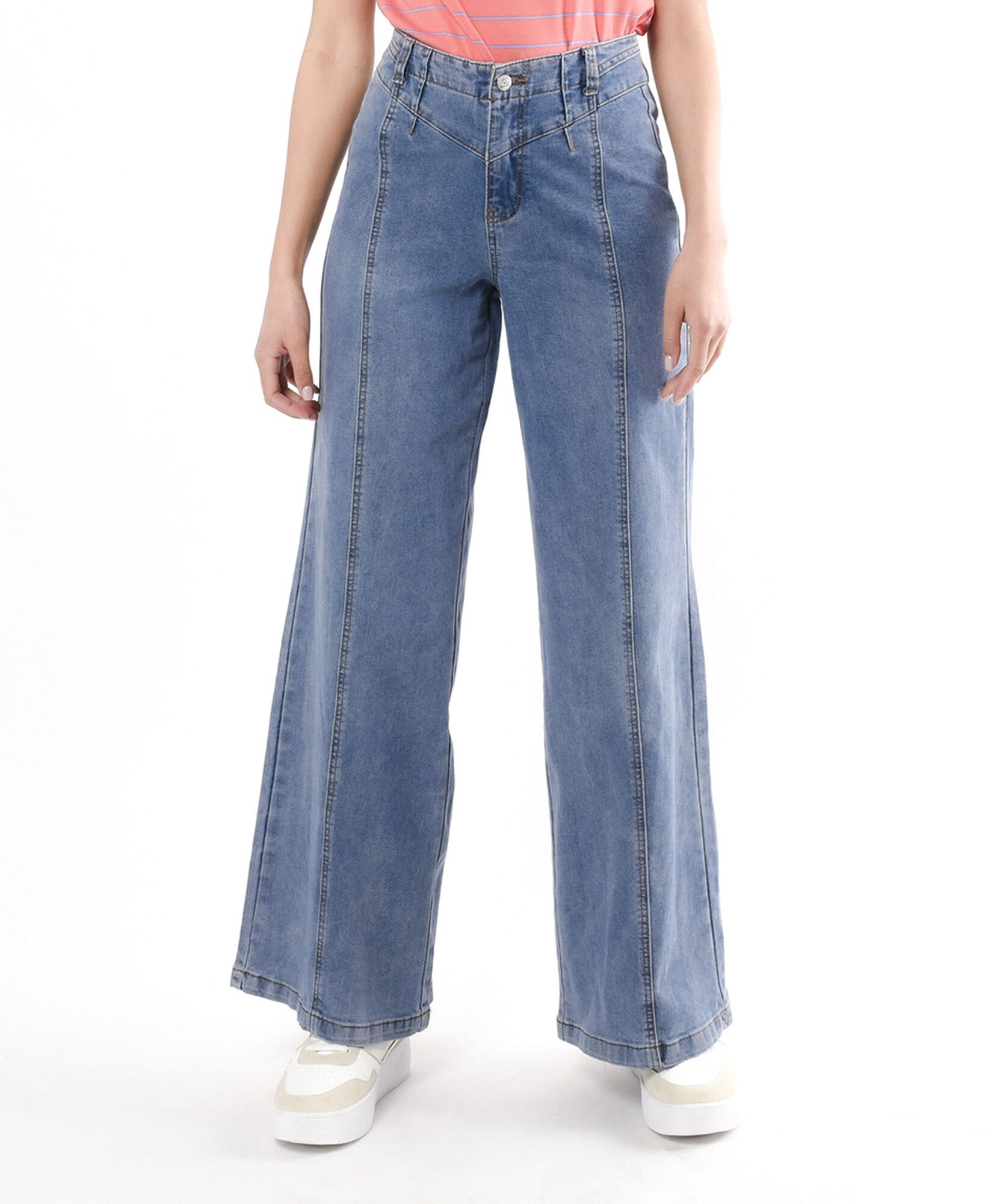 Jeans mujer corte frontal wide Jeans mujer corte frontal wide