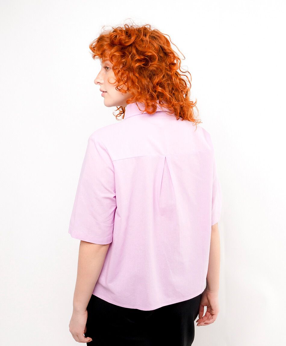 Blusa mujer lisa rosada lino