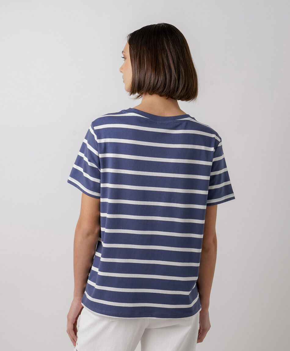 Polera mujer l&iacute;neas playa bordada