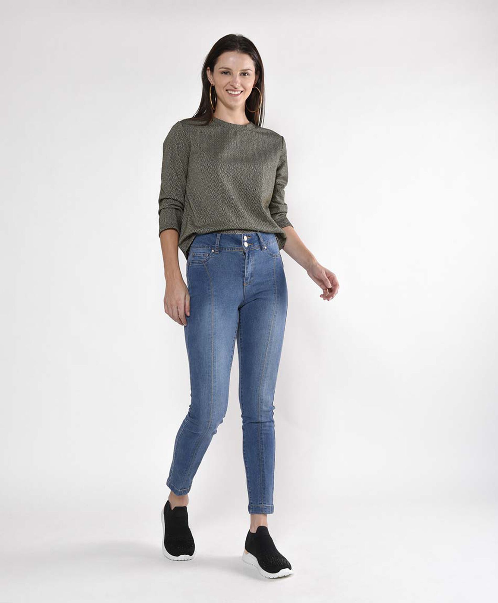 Jeans mujer costuras frontales skinny fit Jeans mujer costuras frontales skinny fit