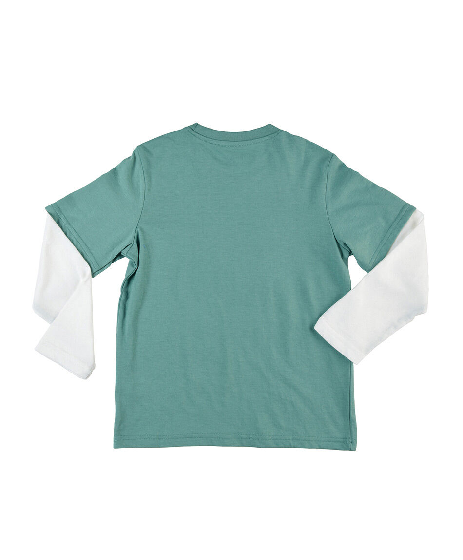 Polera ni&ntilde;o bicolor skate manga larga